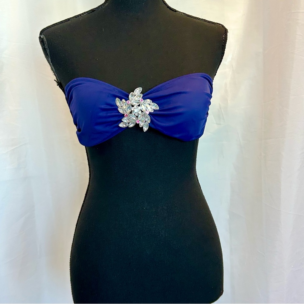 Victoria's Secret blue bandeau bikini top gem jewelled Sz M - Picture 3 of 14